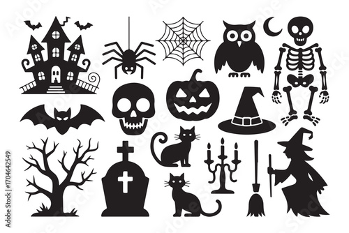 Spooky halloween night scene with bats and moon