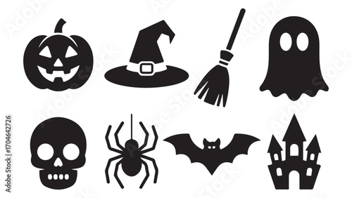 Spooky halloween night scene with haunted elements