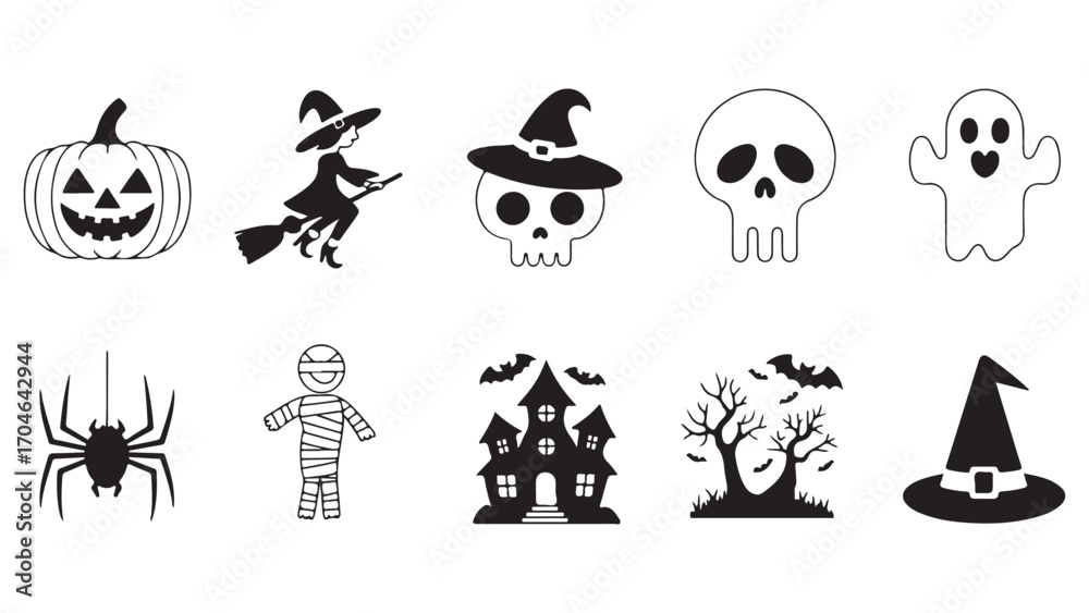 Fototapeta premium Spooky halloween night scene with haunted elements