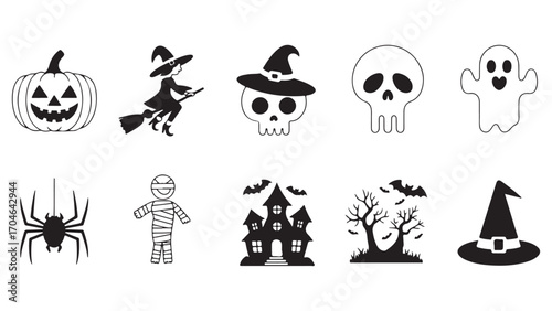 Spooky halloween night scene with haunted elements