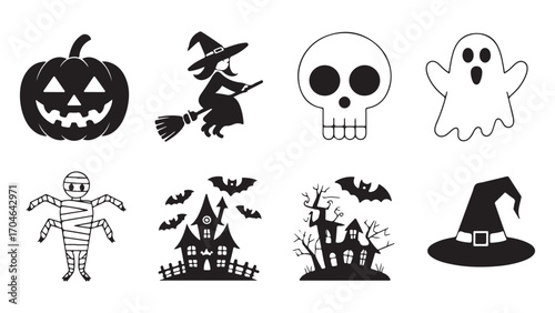 Spooky halloween night scene with haunted elements