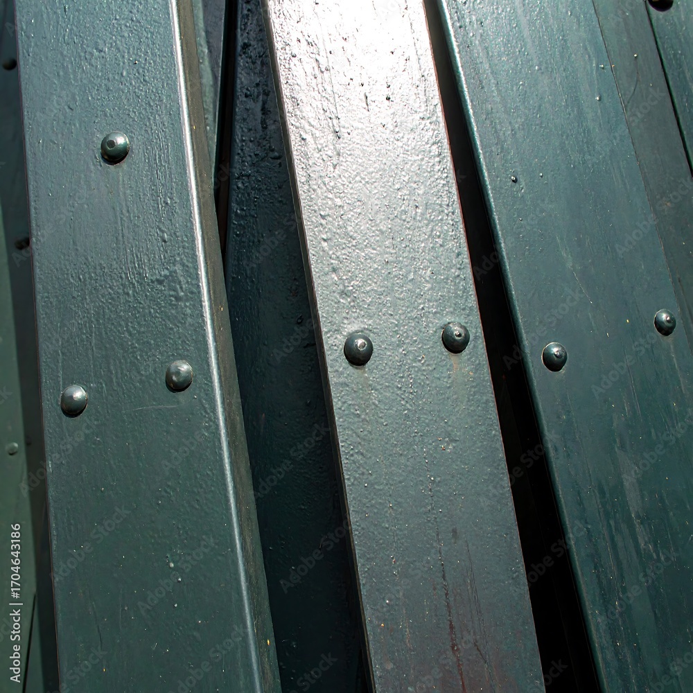 Obraz premium Close-up of textured wooden panels with rivets