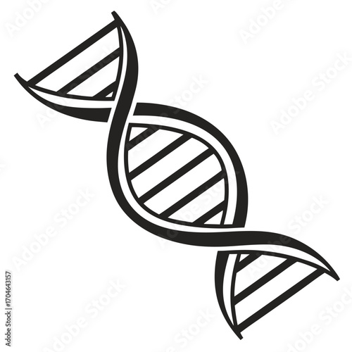 Black Silhouette of aDNA Double Helix Strand on a White Background molecule genetics