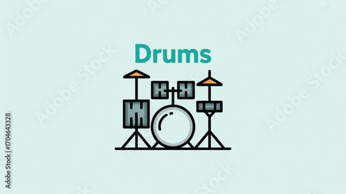 Drum set musical instrument percussion drums music band drummer rhythm rock jazz studio illustration icon