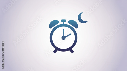 Alarm clock with moon icon vector illustration for bedtime reminder and sleep time management concept design