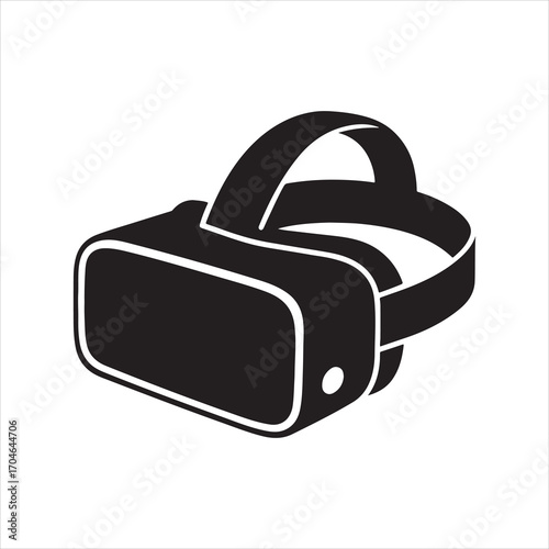 Sleek Black VR Headset Icon Representing Immersive Virtual Reality Technology and Gaming Innovations in the Digital World