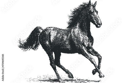 Galloping Horse Image On Transparent Background. Vector hand drawn illustration