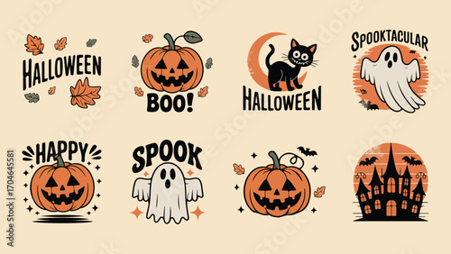 Spooky halloween t shirt design with classic elements
