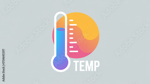 Temperature measurement icon for weather forecast and health check with gradient background and thermometer design