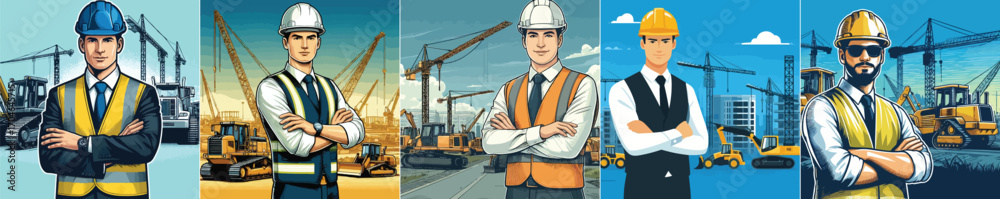 custom made wallpaper toronto digitalVector image of a contractor with a heavy equipment background