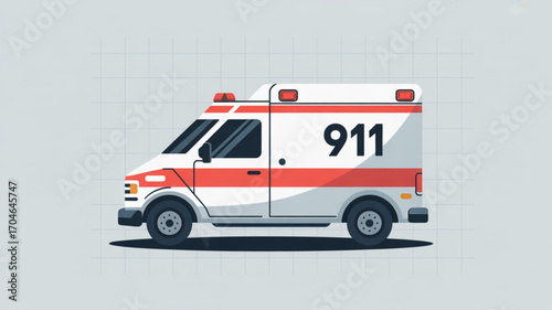 Ambulance emergency vehicle medical transport for urgent care and hospital services vector illustration