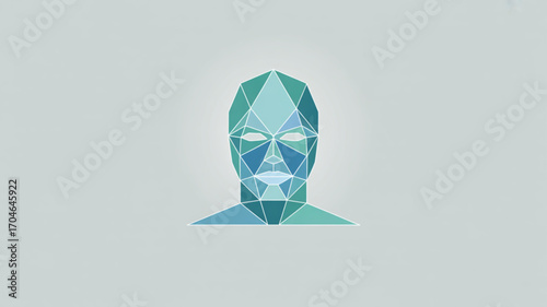 Abstract geometric face polygon art design for technology ai human head illustration and modern graphic concept