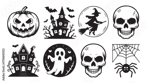 Spooky halloween t shirt design with classic elements