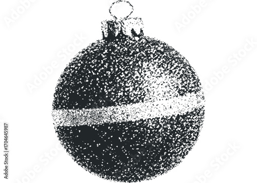 Textured Christmas Ornament on Transparent Background. Vector hand drawn illustration