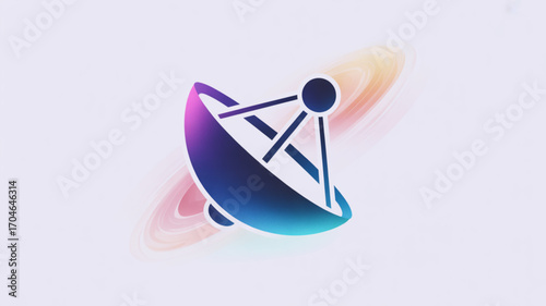 Satellite dish antenna vector illustration for communication and technology design concept in gradient style