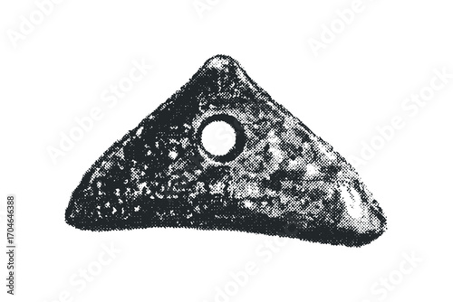 Triangular shape with central hole on transparent background. Vector hand drawn illustration
