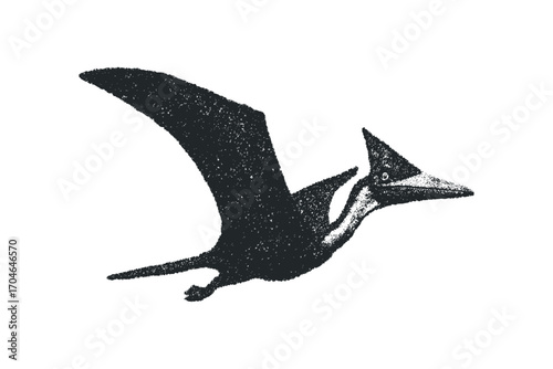 Pterodactyl flying prehistoric creature on transparent background. Vector hand drawn illustration