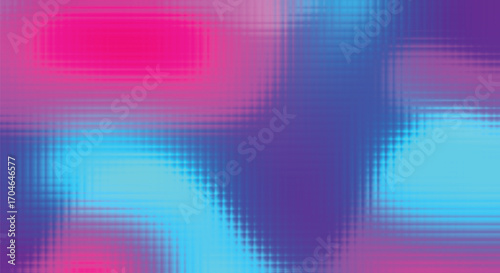 Vibrant pink, blue, and cyan gradient with pixelated glass texture, abstract futuristic blurred background, for technology, music, web, banner. Adobe Illustrator Artwork.