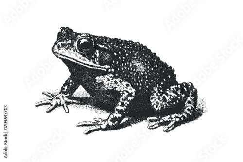 Detailed textured amphibian on transparent background. Vector hand drawn illustration