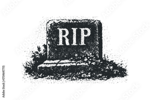 Tombstone with RIP inscription. Vector hand drawn illustration