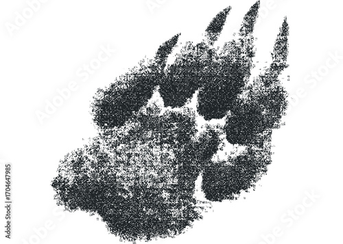Textured Paw Print Transparent Object. Vector hand drawn illustration