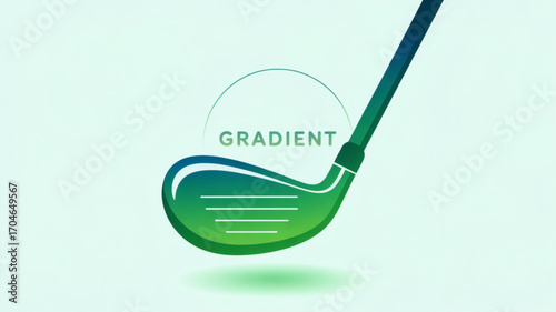 Gradient golf club illustration for sports equipment and golfing design projects and creative artwork needs