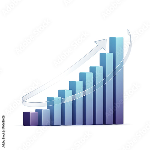 Free Download Ascending Bar Chart with Arrow: A visual representation of growth and progress, with a bar chart illustrating upward trends, highlighted by a rising arrow that symbolizes achievement. - GFXLoad