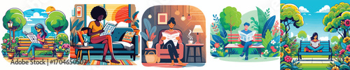  Vector image of a person reading a newspaper