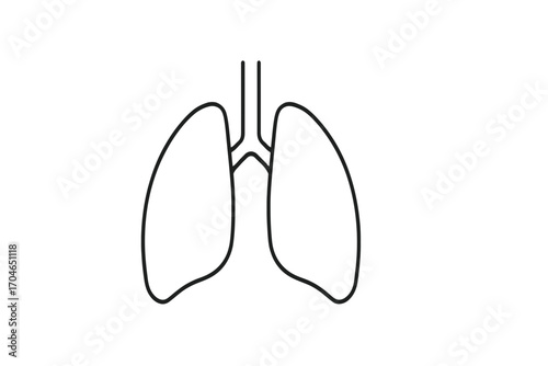 Breathe Easy with this Modern Lung Outline - Health, Wellness, and Medical Illustration for Your Projects with a Clean, Simple Design that Resonates Health