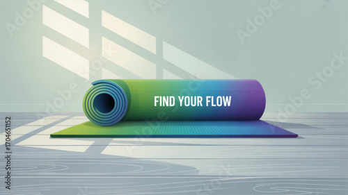 Yoga mat for home workout and fitness routine colorful exercise equipment for pilates and stretching class