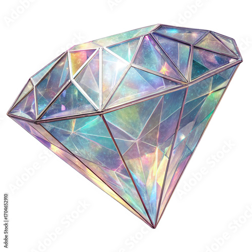 Stunning iridescent diamond crystal refracting vibrant light, symbolizing luxury, value, and precious gems for exclusive projects.