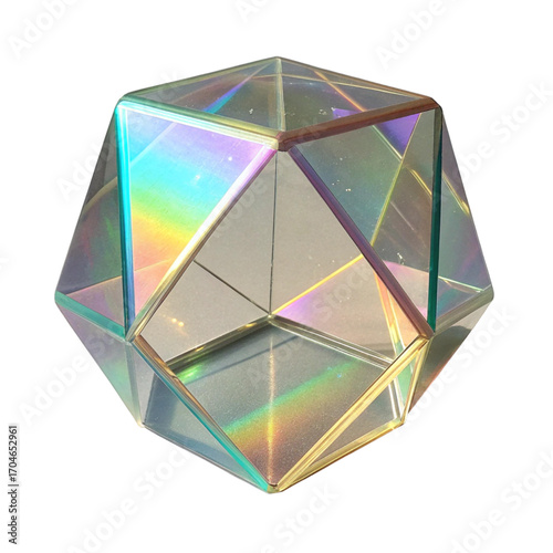 Captivating geometric prism refracts rainbow light, symbolizing creativity, innovation, and a spark of inspiration for modern design.