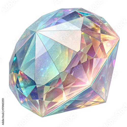 Radiant, multifaceted gemstone sparkles with vibrant iridescent light, symbolizing luxury, value, and precious rarity for upscale projects.