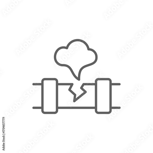 Gas, leak, pollution icon. Simple outline style. Element of pollution, tube, construction, smoke, industry, repair, plumbing, industrial concept. Thin line symbol. Isolated design editable stroke.