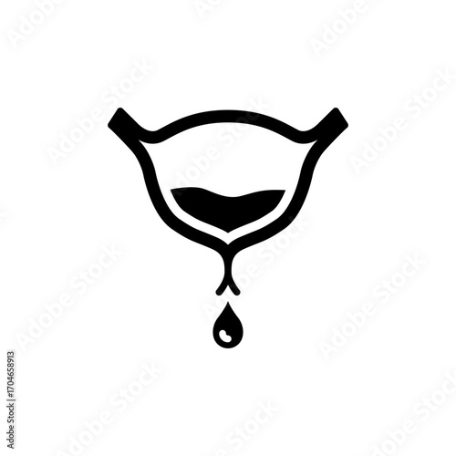 Bladder infection icon. Simple glyph style. Incontinence, urinary, bladder, cancer, tract, disorder, problem, infection, health element concept. Silhouette, solid symbol. Isolated design.