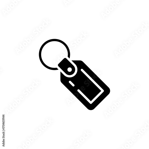 Keychain icon. Simple glyph style. Key, chain, keyring, ring, car, house, home, hotel, label concept. Silhouette, solid symbol. Isolated design.