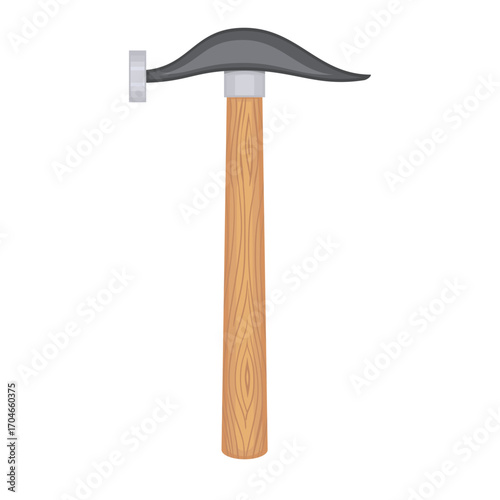 Flat Head Hammer with Wooden Handle - Illustration