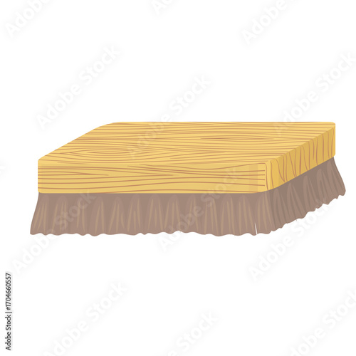 A simple, stylized illustration of a cleaning brush with wooden handle and bristles