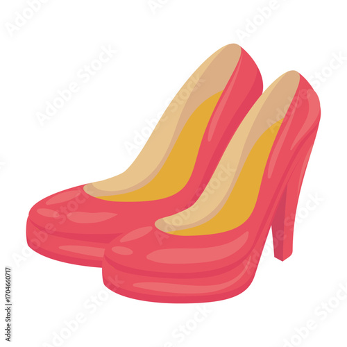 Classic pink high heel shoes illustration for fashion and style concepts