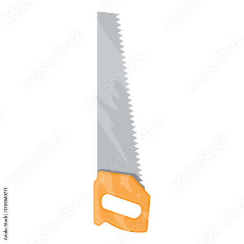 Cartoon hand saw illustration, a sharp tool for carpentry and construction work
