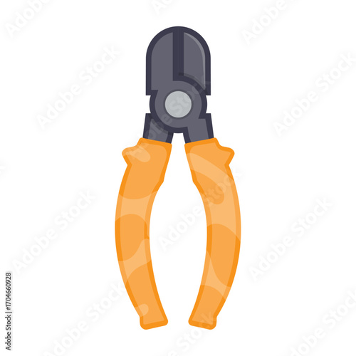Isolated orange handle wire cutter tool. Vector graphic for construction and repair projects