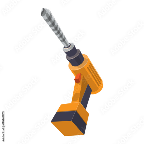 Handheld Cordless Drill Orange and Black Power Tool for Construction and DIY Projects
