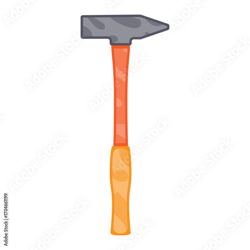 Cross peen hammer tool for construction and repair work cartoon vector graphic isolated on white