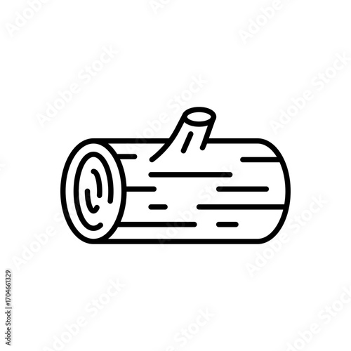 Log wood icon. Simple outline style. Element of autumn, tree, trunk, stump, firewood, bark, wooden, cut, pile, lumberjack, nature concept. Thin line symbol. Isolated design.