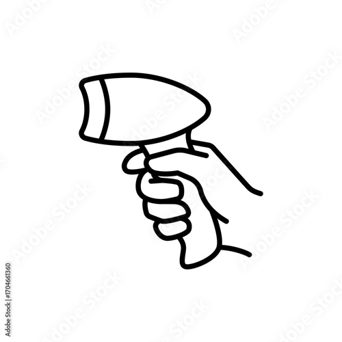 Barcode scanner icon. Simple outline style. Code, bar, technology, label, digital, supermarket tag concept. Thin line symbol. Isolated design.