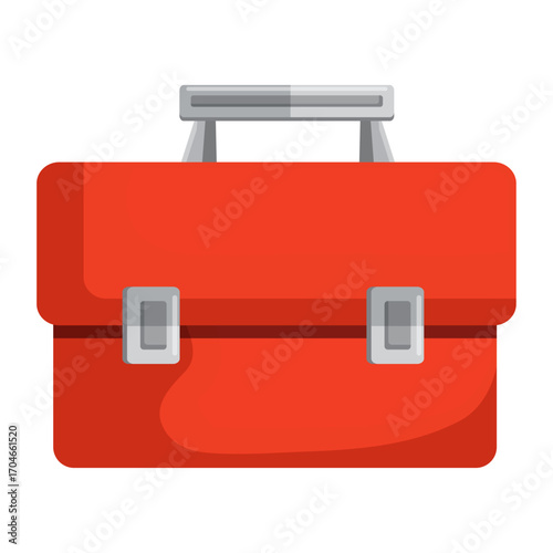 Isolated red toolbox icon representing work, repair, and hardware