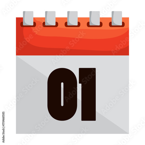 Isolated graphic of a calendar schedule page for the first day, representing a new start