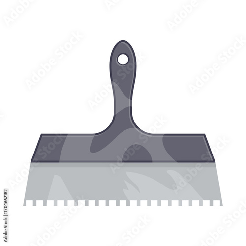 Stylized illustration of a notched trowel used for applying adhesive or mortar