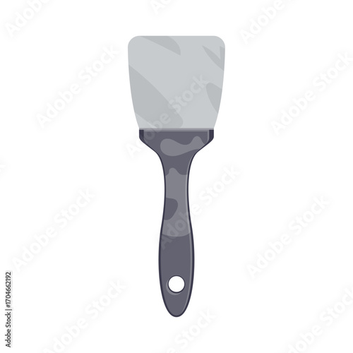 Vector illustration of a gray putty knife for plastering and construction work isolated on white