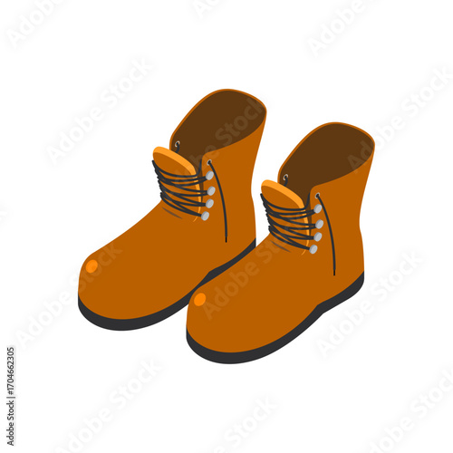 A pair of classic brown leather work boots with laces for outdoor activities